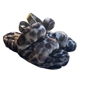UGG Leopard Print Fluffy Slippers